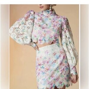 Elliatt Elaine Set - White Cream Two Piece Mini Dress Cut Out - Size L